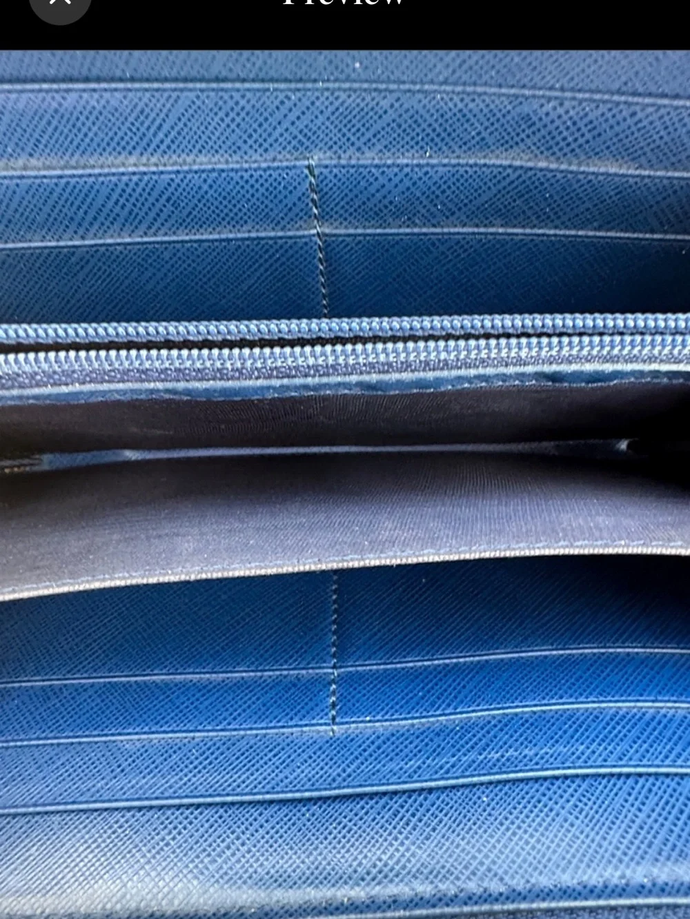 Salvatore Ferragamo Navy Blue Saffiano Zip Wallet with Gold Gancini